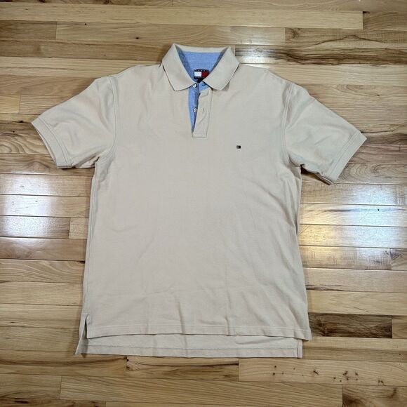 Tommy Hilfiger Men's Classic Fit Light Yellow All Cotton Mesh Polo Shirt Large - Picture 1 of 3